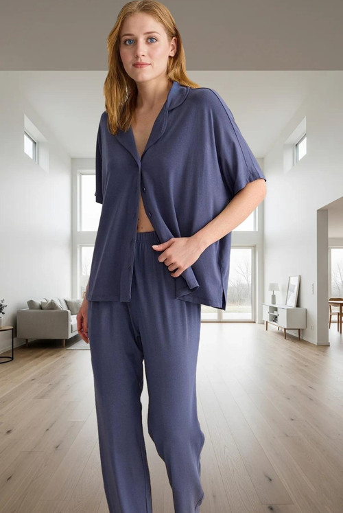 Kadın Rahat Kalıp Viskon Süprem Örme Pijama Takımı Seçkin Malzeme Trend Tasarım