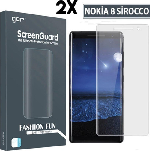 Gor Nokia 8 Sirocco 3D Kavisli Full Darbe Emici Ekran Koruyucu 2 Adet Set-(5775) - Gms7003-6967