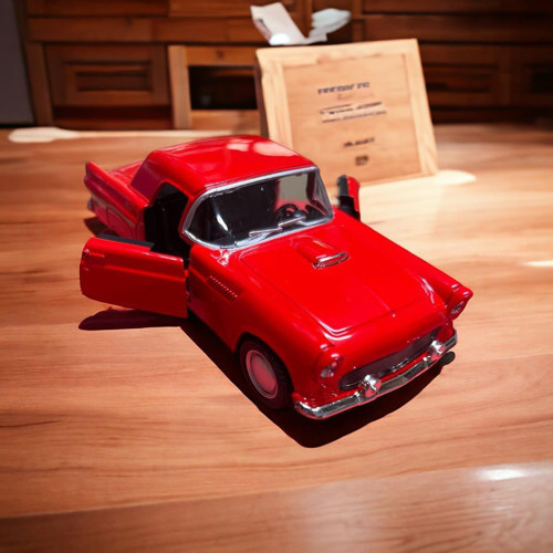 Nostaljik 1955 Ford Metal Çek Bırak Araba Kırmızı Kapılar Açılır ( 1/36 Ölçek )