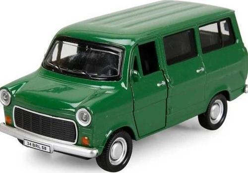 Nostaljik Metal Çek Bırak Ford Sesli ve Işıklı Minibüs Yeşil ( 1/36 Ölçek )