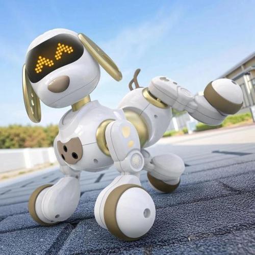 18011 Uzaktan Kumandalı Robot Köpek Oyuncağı - Beyaz/Gold