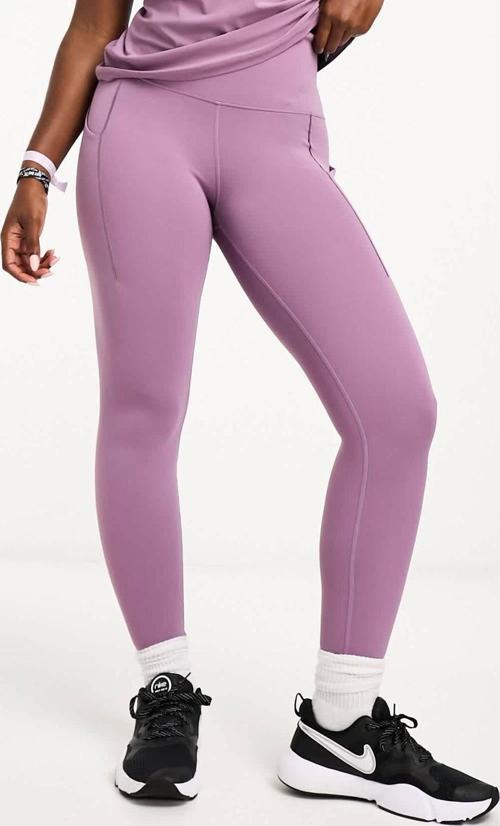 Dri Fit Universa High Rise 7/8 Length Kadın Yüksek Bel Lazer Kesim Toparlayıcı 2 Cepli Dalgıç Kumaş Tayt Lila