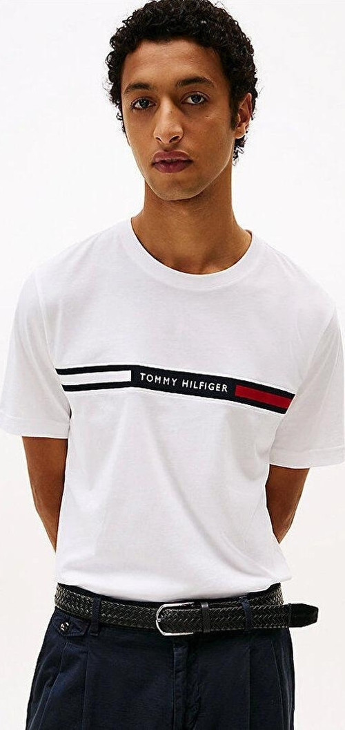 Erkek Beyaz Chest Inser T-shirt