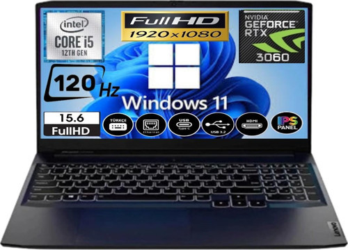Ip Gaming Intel Core I5-12450H 24GB Ram 2tb SSD RTX3060 120hz 15.6'' WINDOWS11 82S90120TX (Yenilenmiş)