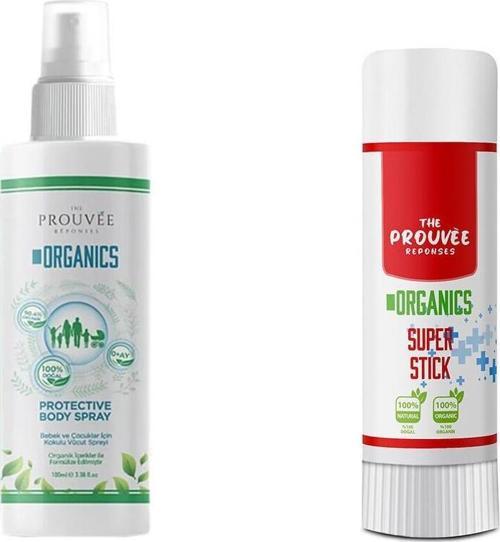 The Prouvee Organics Doğal ve Organik Sivrisinek Kovucu Sprey 100ml + S.O.S Stick Anlık Yatıştırıcı Stick 15gr