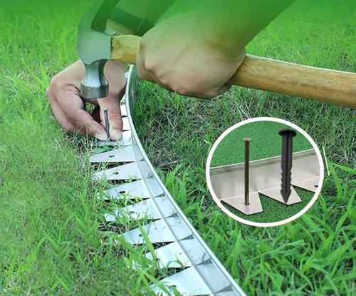 Mgf 40mt (2mtX20Adet) Esneyebilen Galvaniz Metal Çim Toprak Taş Ayırıcı Ayraç Separatör Sınırlayıcı