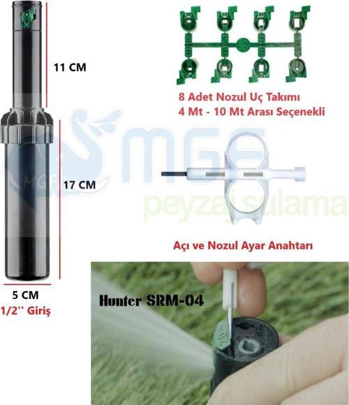 Mgf 5 Adet Hunter SRM-04 1/2” Rotor Sprey Fiskiye +5 Nozul+ Ayar Anahtarı