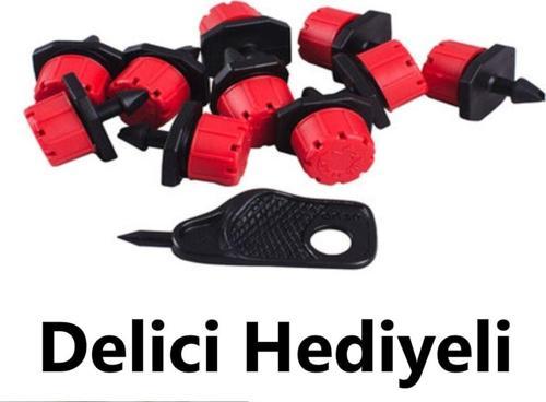 Mgf 100 Adet Damla Sulama Kırmızı Debi Ayarlı Damlatıcı Meme Delici Hediye