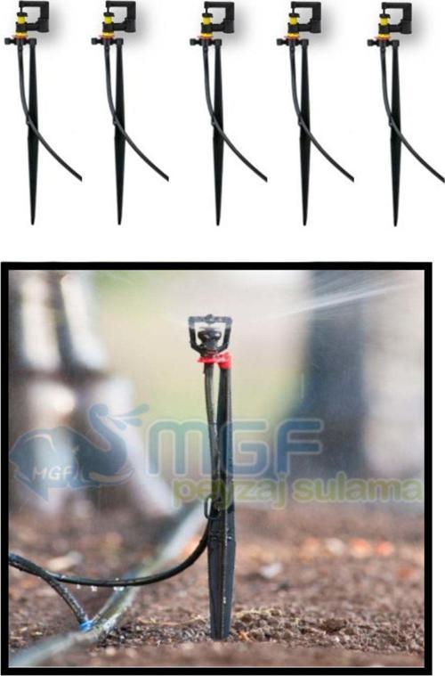 Agro Drip 70lt Siyah (6,5mt Çap) Kazıklı Mini Sprink Yağmurlama Fiskiye Sulama Takımı X 5 Adet