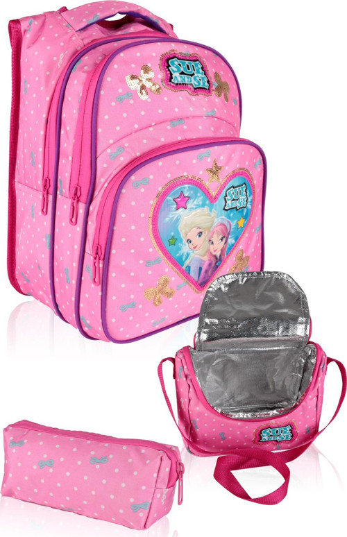 3 Lü İlkokul Çanta Seti Kız Çocuk Çantası Astarlı Love SueandSe Pembe