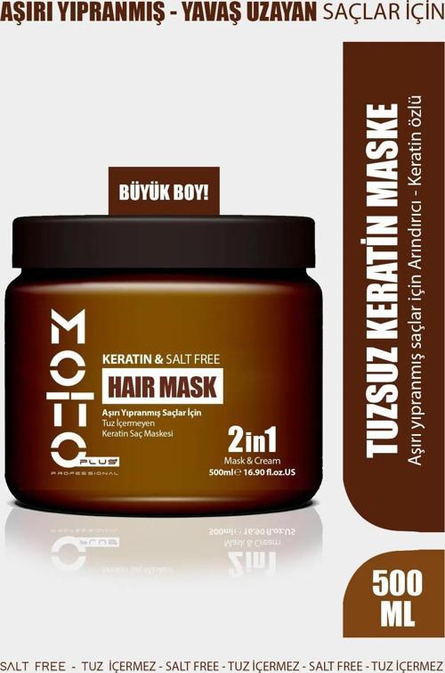 Yavaş Uzayan - Aşırı Yıpranmış Saçlar İçin Tuz İçermeyen Keratin Maskesi 500ML
