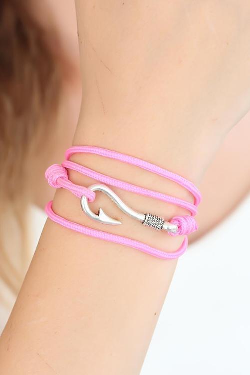 Pembe Renk Gümüş Metal Kancalı Bayan Çoklu Bileklik - EBJ250705W30794