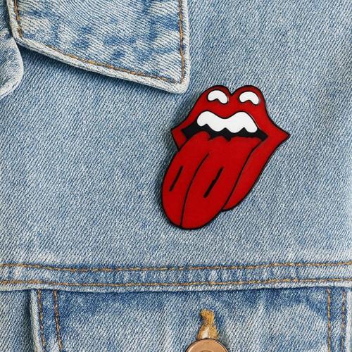 The Rolling Stones Logo Şekilli Mine Boyalı El Yapımı Broş Yaka İğnesi