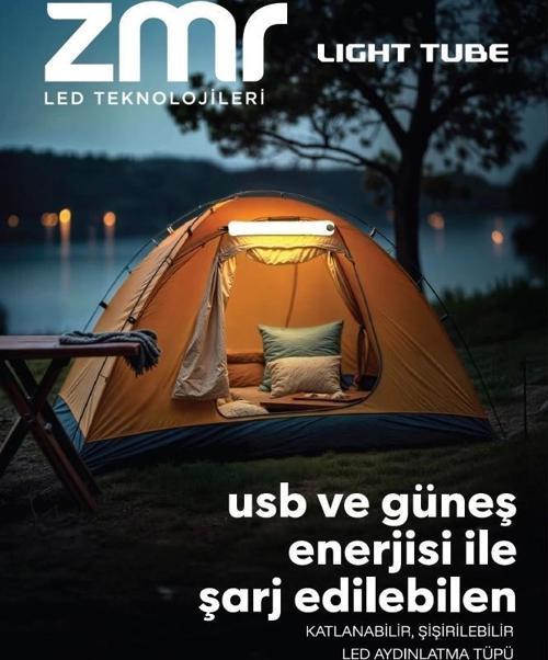 light tube usb ve güneş enerjisi ile şarj edilebilir katlanabilir şişirilebilir led aydınlatma
