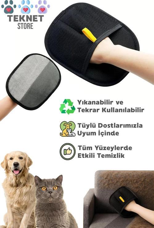 Çift Taraflı Statik Kedi Köpek Tüy Temizleme Eldiveni Giysiler Mobilyalar Halılar İçin