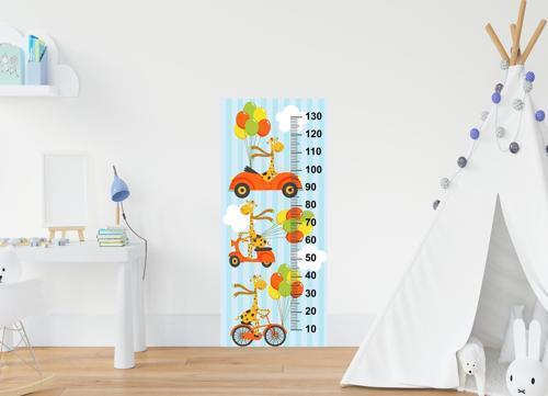 Çocuk Odası Bebek Odası Boy Ölçer Boy Cetveli Sticker Araç Zürafa