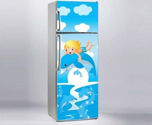 Buzdolabı Sticker Kaplama Dolap Kaplama Etiketi Çocuk Balık