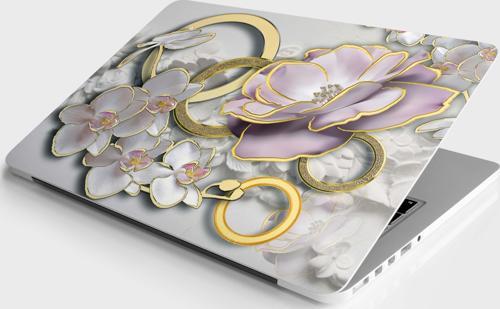 Laptop Sticker Notebook Pc Kaplama Etiketi Kabartma Çiçek
