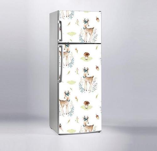 Buzdolabı Sticker Kaplama Dolap Kaplama Etiketi Geyik Mantar