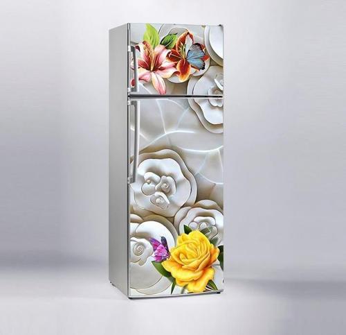 Buzdolabı Sticker Kaplama Dolap Kaplama Etiketi Gül ve Kelebekler