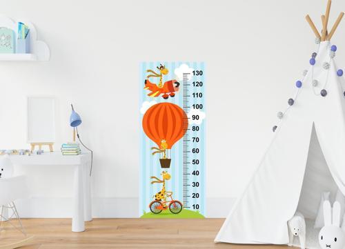 Çocuk Odası Bebek Odası Boy Ölçer Boy Cetveli Sticker Uçan Zürafa