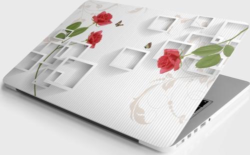 Laptop Sticker Notebook Pc Kaplama Etiketi Kare Çiçekler