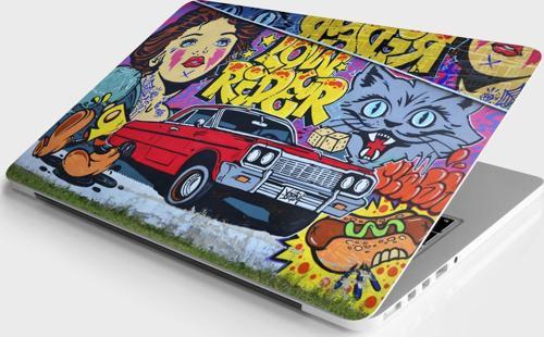 Laptop Sticker Notebook Pc Kaplama Etiketi Kırmızı Araba Graffiti