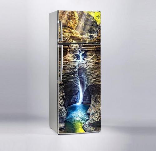 Buzdolabı Sticker Kaplama Dolap Kaplama Etiketi Şelale 3D