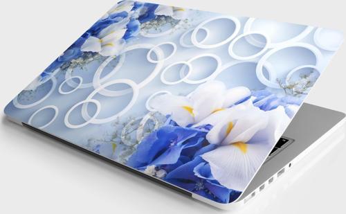 Laptop Sticker Notebook Pc Kaplama Etiketi Mavi Güller