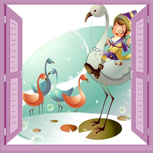 Çocuk Odası Bebek Odası Pencere Poster Duvar Kağıdı Kuşlar