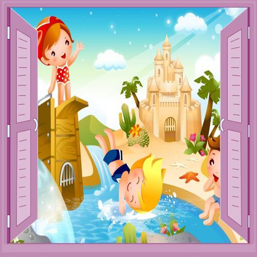 Çocuk Odası Bebek Odası Pencere Poster Duvar Kağıdı Tatil