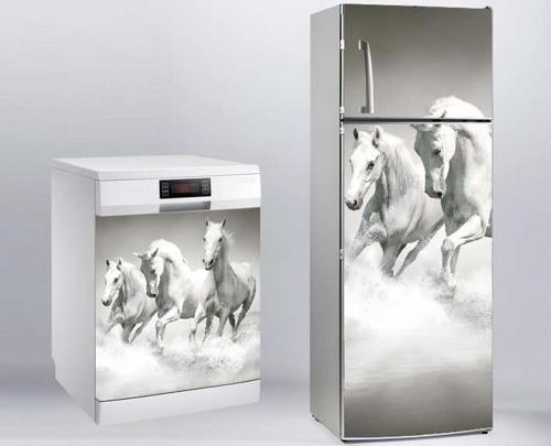 Buzdolabı ve Bulaşık Makinası Beyaz Eşya Sticker Kaplama Beyaz Atlar
