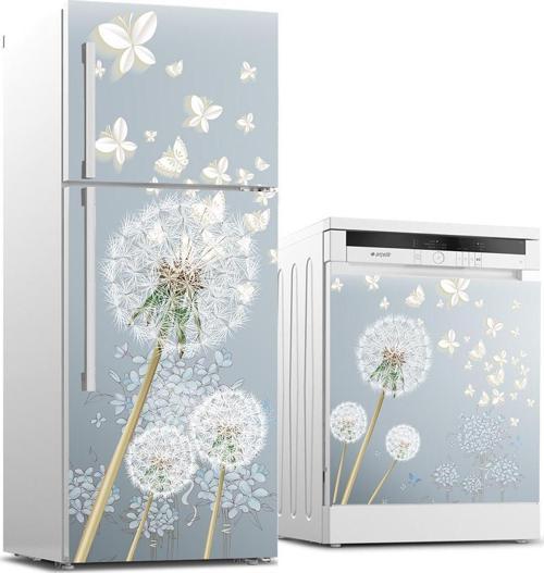 Buzdolabı ve Bulaşık Makinası Beyaz Eşya Sticker Kaplama Beyaz Kelebekler