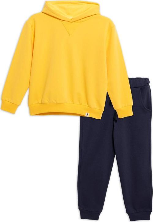 2'li Kapişonlu Sarı Sweatshirt Jogger Takım