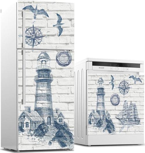 Buzdolabı ve Bulaşık Makinası Beyaz Eşya Sticker Kaplama Deniz Feneri