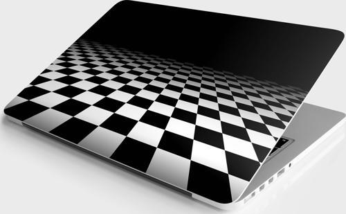 Laptop Sticker Notebook Pc Kaplama Etiketi 3D Siyah Beyaz Kare