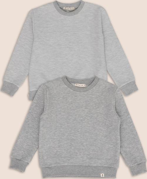 2'li Çizgili Düz Bisiklet Yaka Erkek Çocuk Sweatshirt