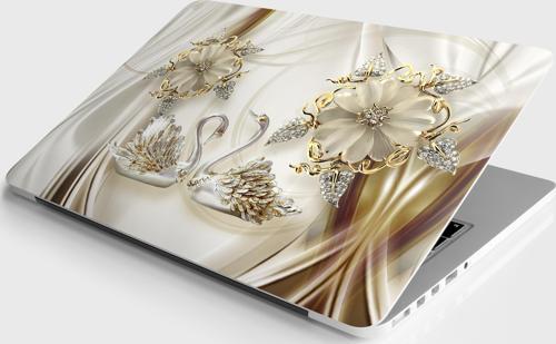 Laptop Sticker Notebook Pc Kaplama Etiketi Altın Kuğular
