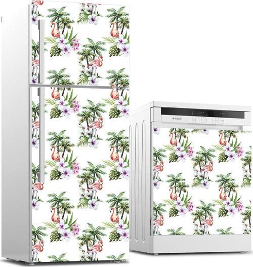 Buzdolabı ve Bulaşık Makinası Beyaz Eşya Sticker Kaplama Flamingo