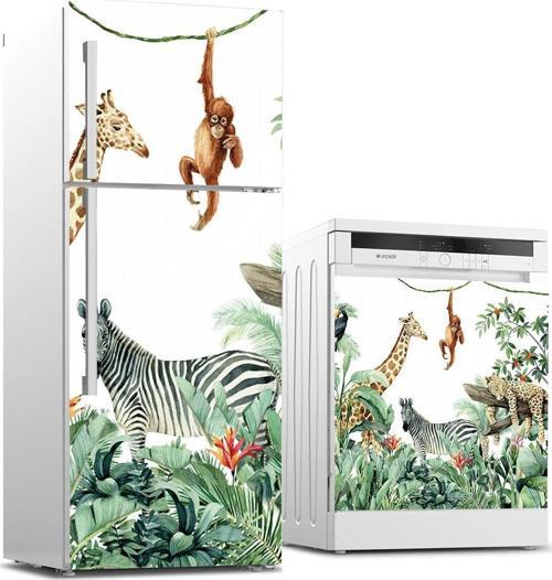 Buzdolabı ve Bulaşık Makinası Beyaz Eşya Sticker Kaplama Hayvanlar