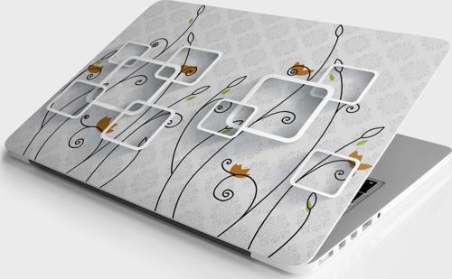 Laptop Sticker Notebook Pc Kaplama Etiketi Siyah Çiçekler