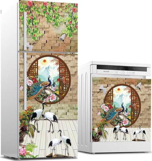 Buzdolabı ve Bulaşık Makinası Beyaz Eşya Sticker Kaplama Leylekler