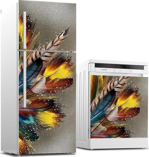 Buzdolabı ve Bulaşık Makinası Beyaz Eşya Sticker Kaplama Modern Tüy