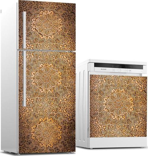 Buzdolabı ve Bulaşık Makinası Beyaz Eşya Sticker Kaplama Osmanlı Oyma