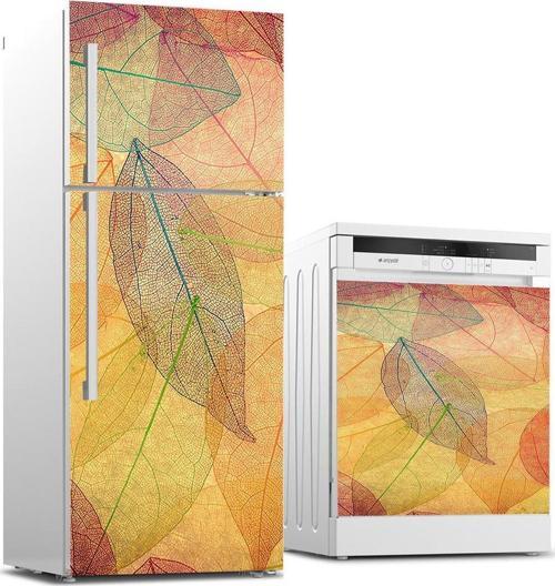 Buzdolabı ve Bulaşık Makinası Beyaz Eşya Sticker Kaplama Sonbahar Yapraklar