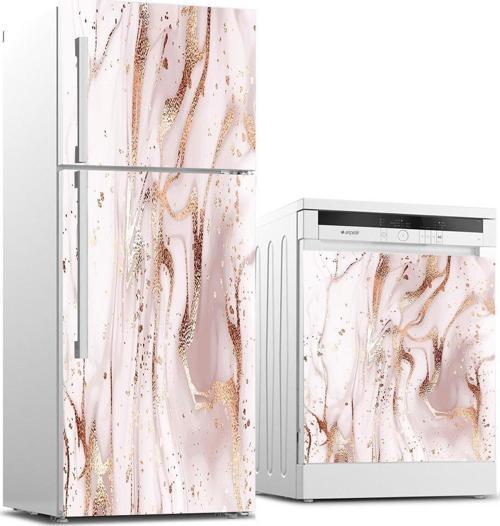 Buzdolabı ve Bulaşık Makinası Beyaz Eşya Sticker Kaplama Soyut Altın