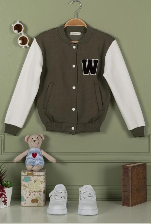 Nakışlı Haki Kız Çocuk Kolej Ceket