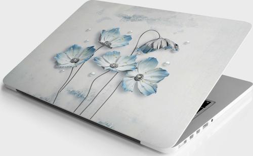 Laptop Sticker Notebook Pc Kaplama Etiketi Turkuaz Çiçekler