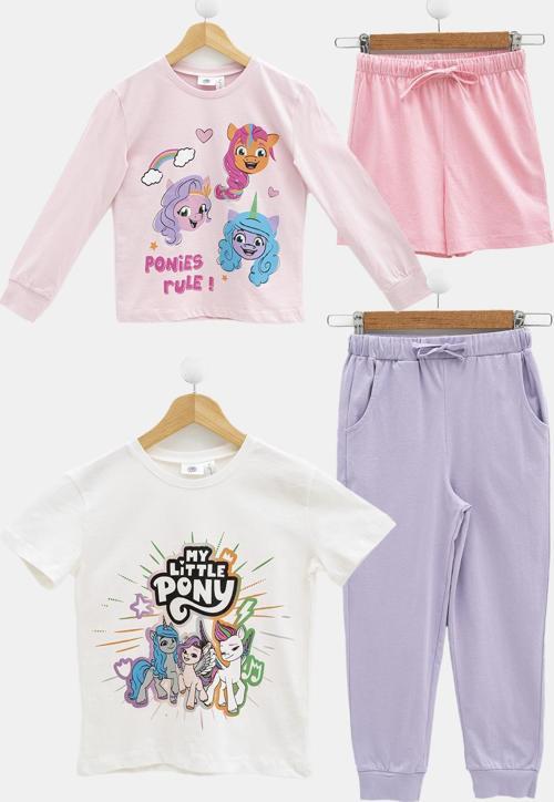 4'lü My Little Ponny Tshirt Şort Pantolon Pembe Takım 