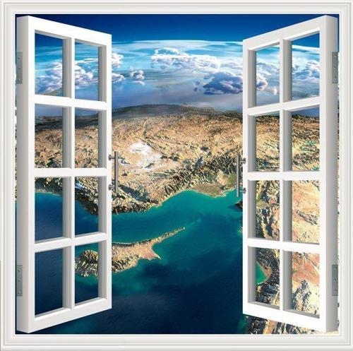 Pencere Poster Duvar Kağıdı Dünya Yapışkanlı Sticker